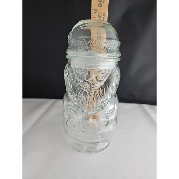 Santa Claus Glass Storage Jar 8.5" refillable lid Christmas terrarium vtg figura - Picture 13 of 14